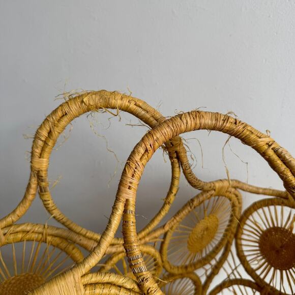 Yellow Straw Sunburst Raffia Open Woven Tote Bag - Picture 3 of 6